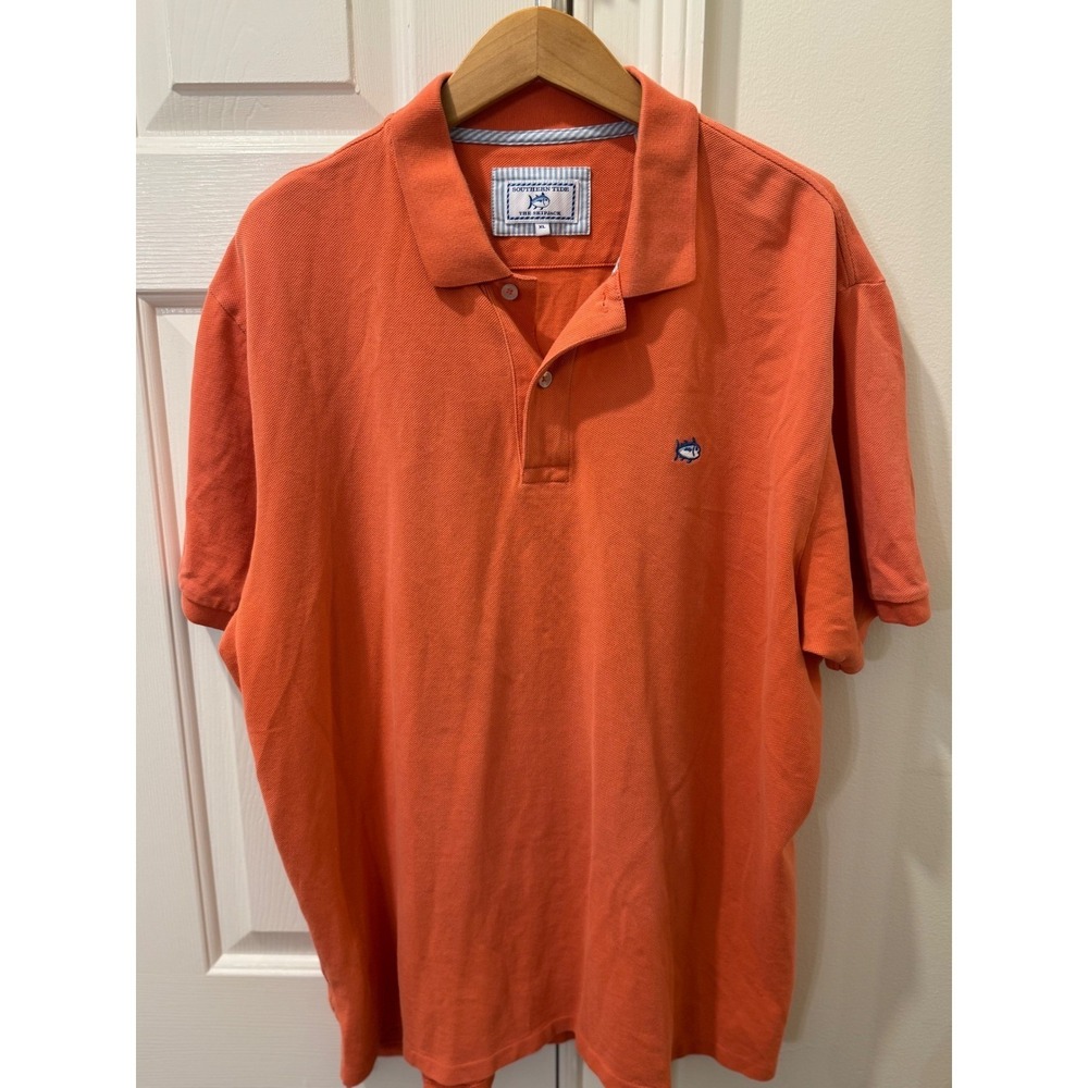 Southern‎ Tide Skipjack Polo Shirt Mens XL Orange Short Sleeve Cotton Pique
